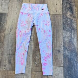 OWfit Pink & White Tie Dye High Waist Thick Leggings